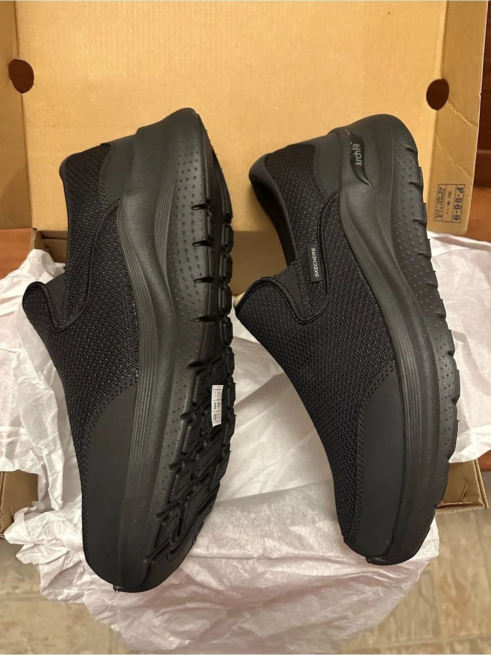 Skechers Men's Black Slip-On Mesh Loafers - 10.5 Extra Wide -NWT in Box